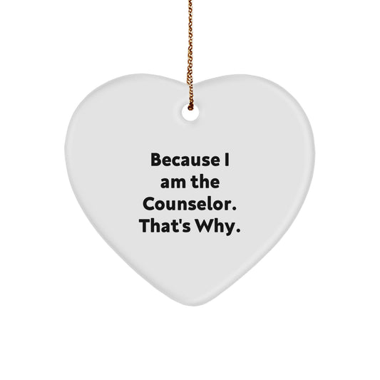 Counselor Keepsake Christmas Ornament for Him White Heart-Shaped Gift - Image 1