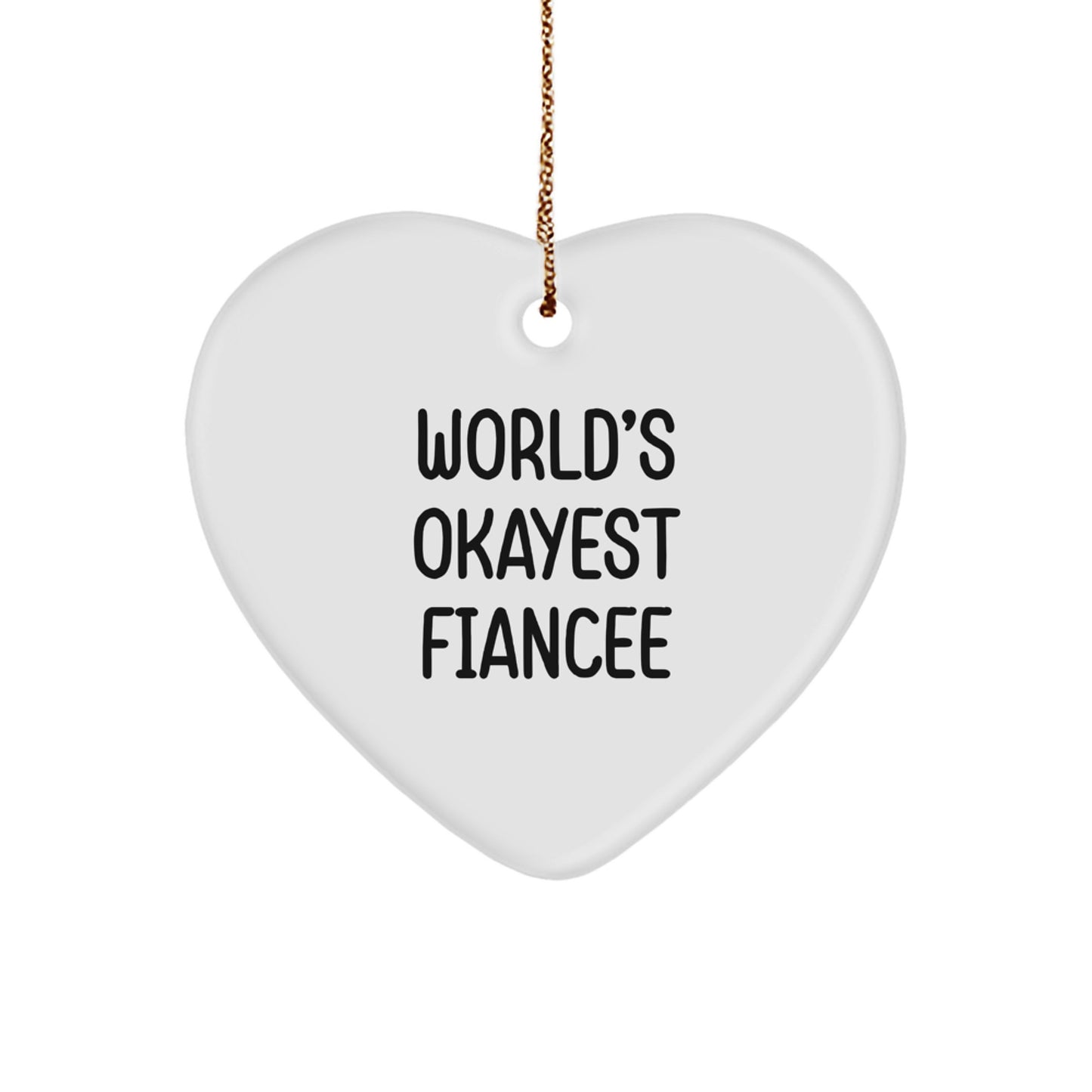 White Heart Christmas Ornament for Coworkers Idea Fiancee Gift - Image 1