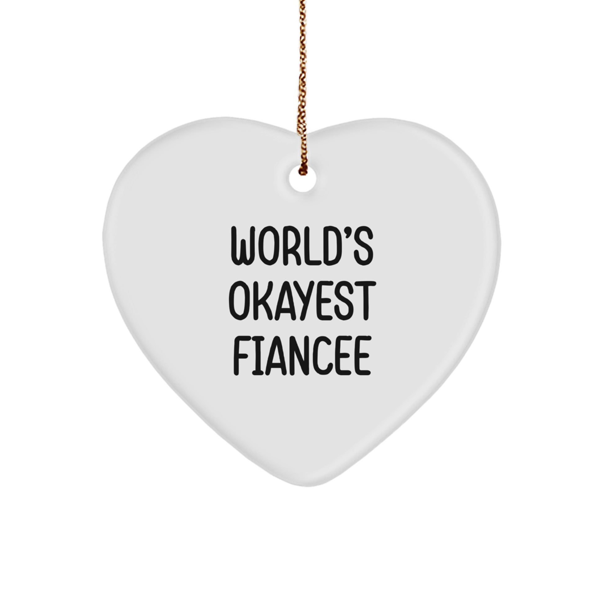 White Heart Christmas Ornament for Coworkers Idea Fiancee Gift - Image 1