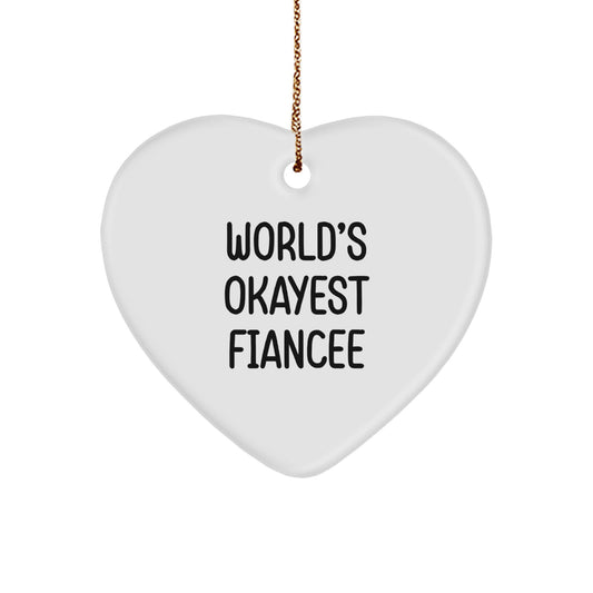 White Heart Christmas Ornament for Coworkers Idea Fiancee Gift - Image 1