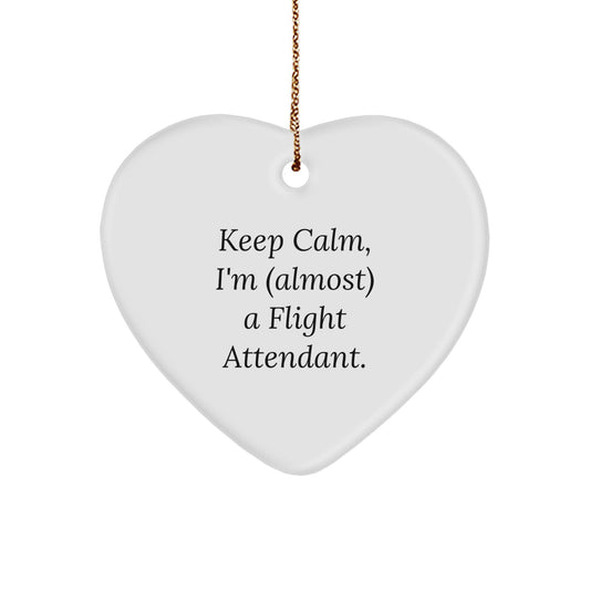 Funny Flight Attendant Gifts for Men, Keep Calm Heart Ornament, Christmas Unique Gifts from Friends and Family - Image 1