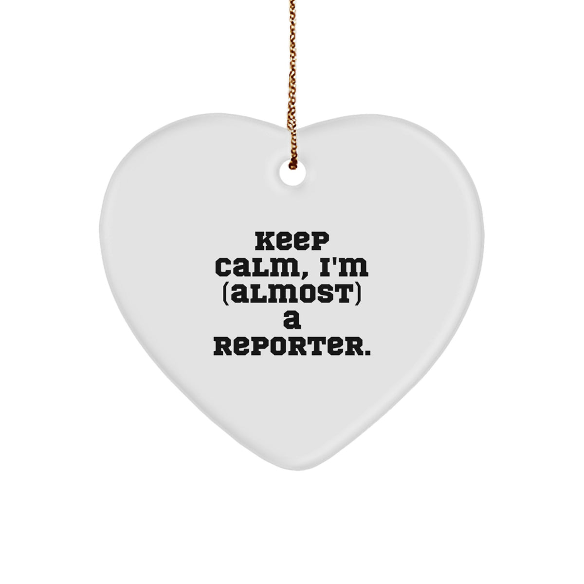 Reporter Keepsake Heart Shaped Christmas Ornament for Him Gift - Image 1