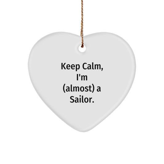 Funny Sailor Heart Ornament Gifts from Men to Sons, Unique Christmas Unique Gifts for Sailors, Heart Shaped Decorations - Image 1