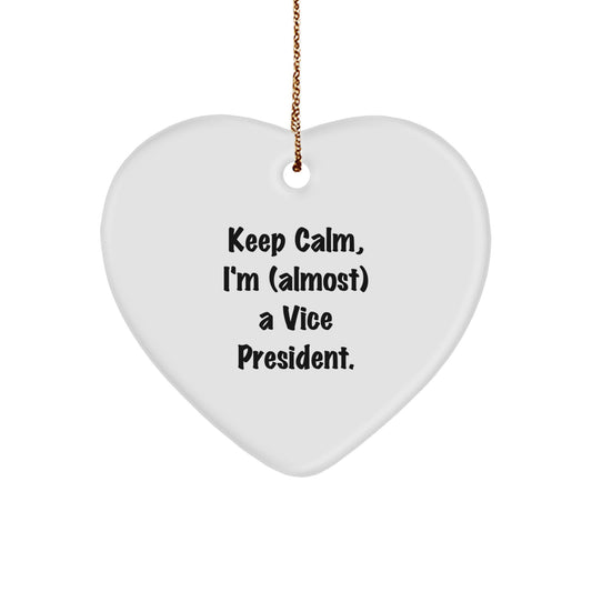 Heart Christmas Ornament Gift Essential Keep Calm, I'm (Almost) A Vice - Image 1