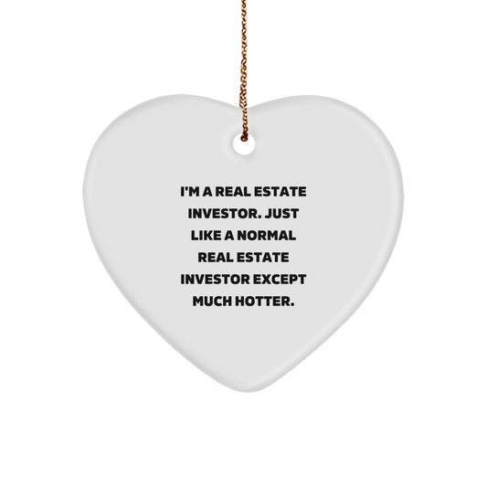 Funny Real Estate Investor Gifts for Him - Heart Ornament, Sublimation Printed, Gifts from Men to Real Estate Investor Friends, Inspirational Quote, Christmas Unique Ornaments - Image 1