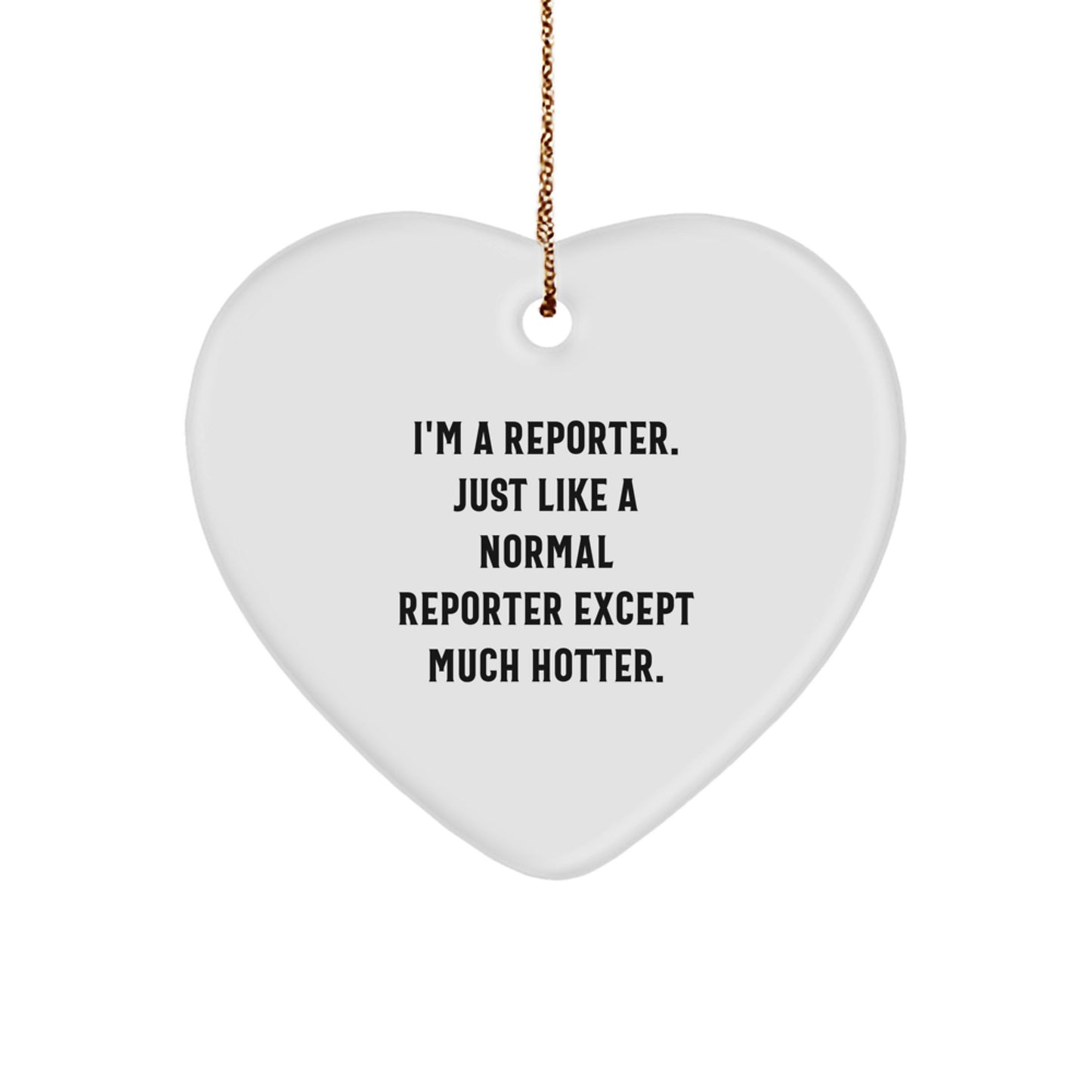 Christmas Unique Gift for Her Reporter Sublimated Heart Ornament Present - Image 1