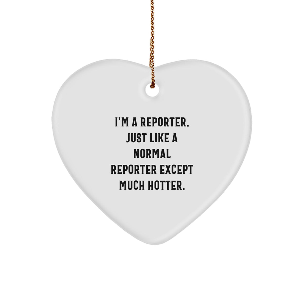 Christmas Unique Gift for Her Reporter Sublimated Heart Ornament Present - Image 1