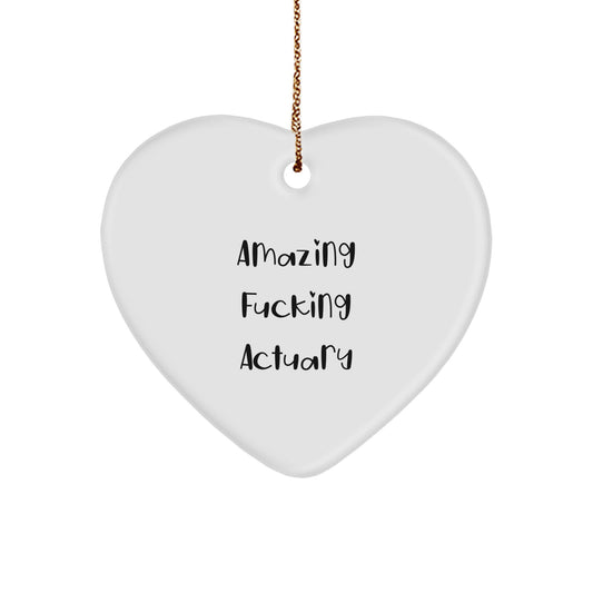 Christmas Gift for Her Actuary Keepsake Heart Ornament Present - Image 1