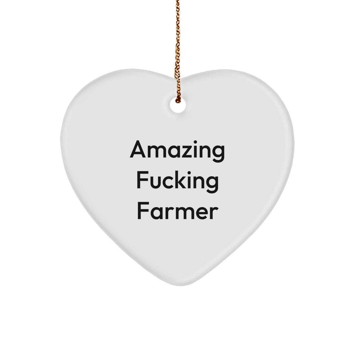 White Heart Farmer Christmas Ornament for Coworkers Gift Idea - Image 1