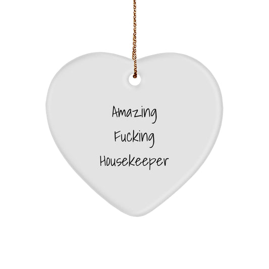 Funny Christmas Ornament Gift for Kids - Amazing Fucking Housekeeper - Image 1