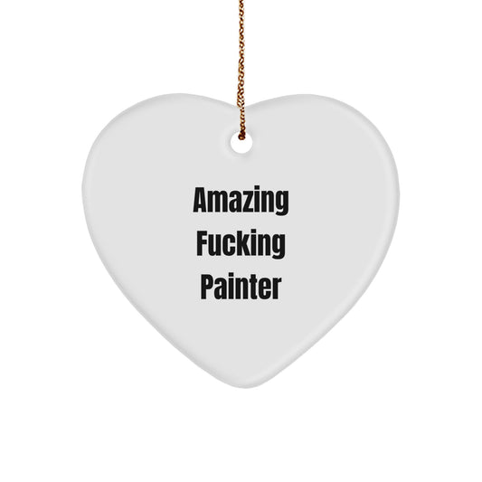 Funny Painter Gifts from Family, Heart Ornament for Amazing Painter, Christmas Unique Gifts - Image 1