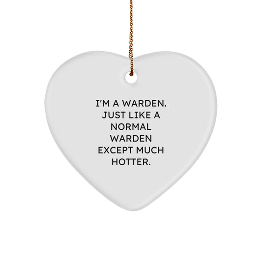 Funny Warden Gifts from Men to Friends, Heart Ornament Christmas Unique Decorations, Warden Heart Ornament for Christmas - Image 1