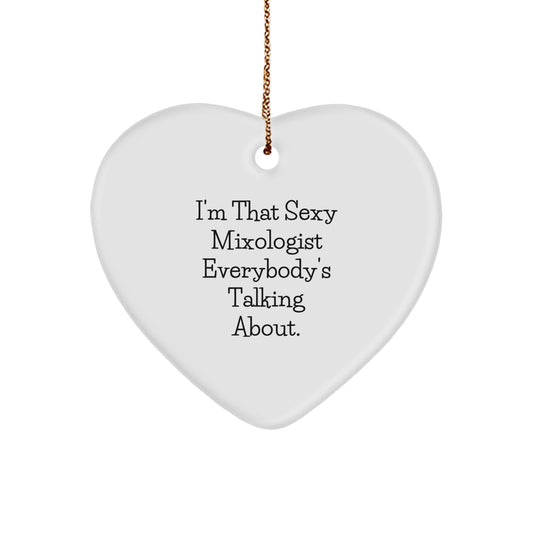 Funny Mixologist Gifts from Friends, Heart Ornament for Mixologist, Christmas Unique Gifts for Mixologists - Image 1