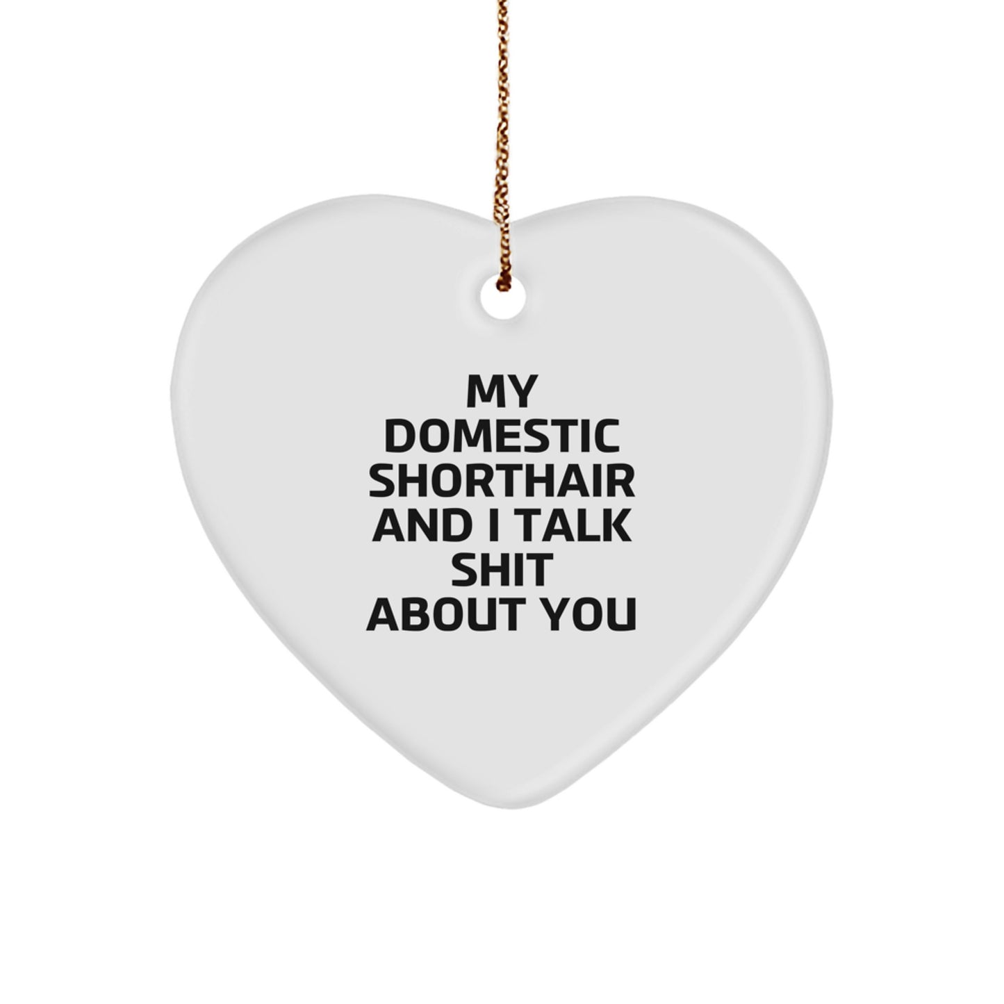 Funny Domestic Shorthair Cat Gifts from Men to Women, Heart Ornament for Christmas Unique Presents - Image 1