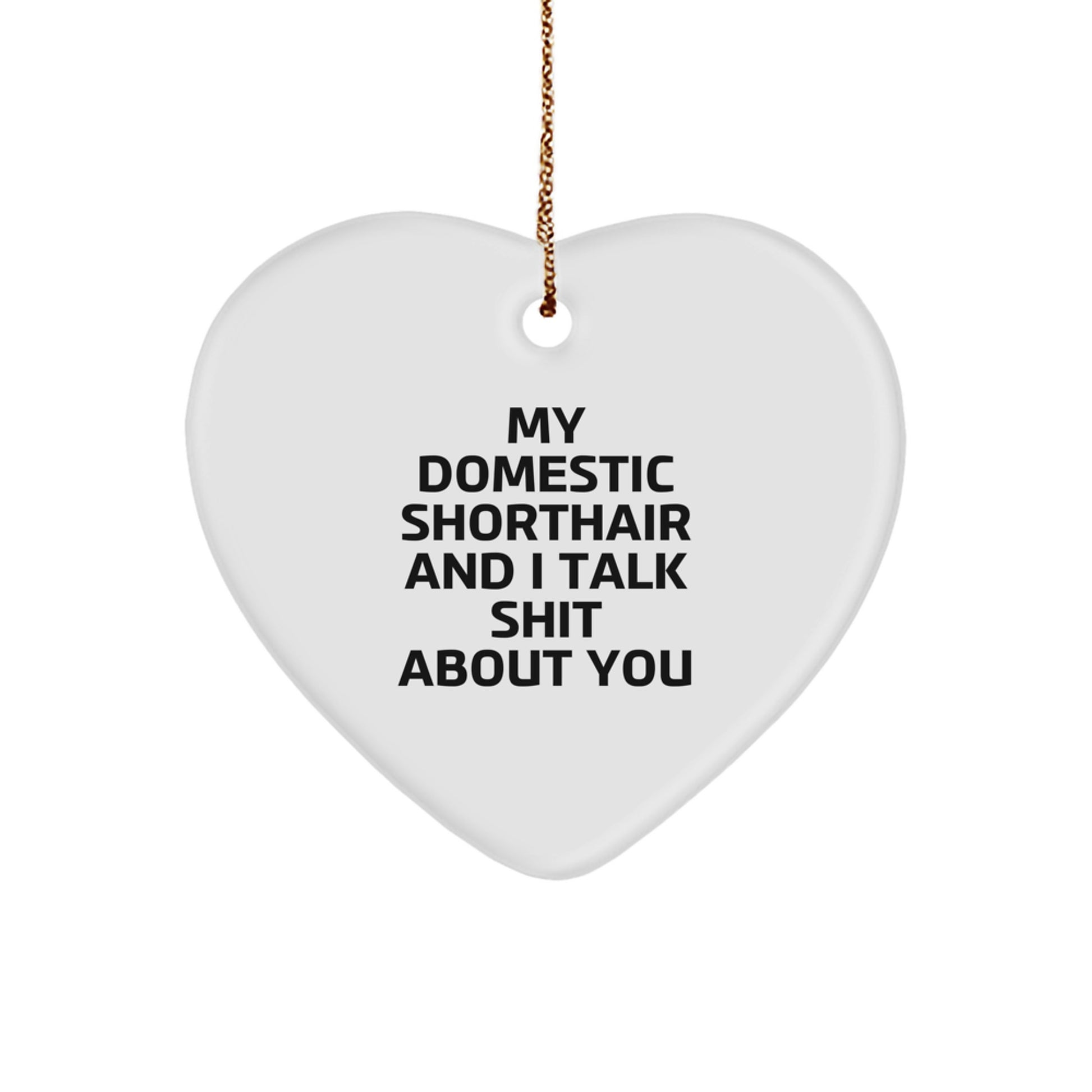 Funny Domestic Shorthair Cat Gifts from Men to Women, Heart Ornament for Christmas Unique Presents - Image 1