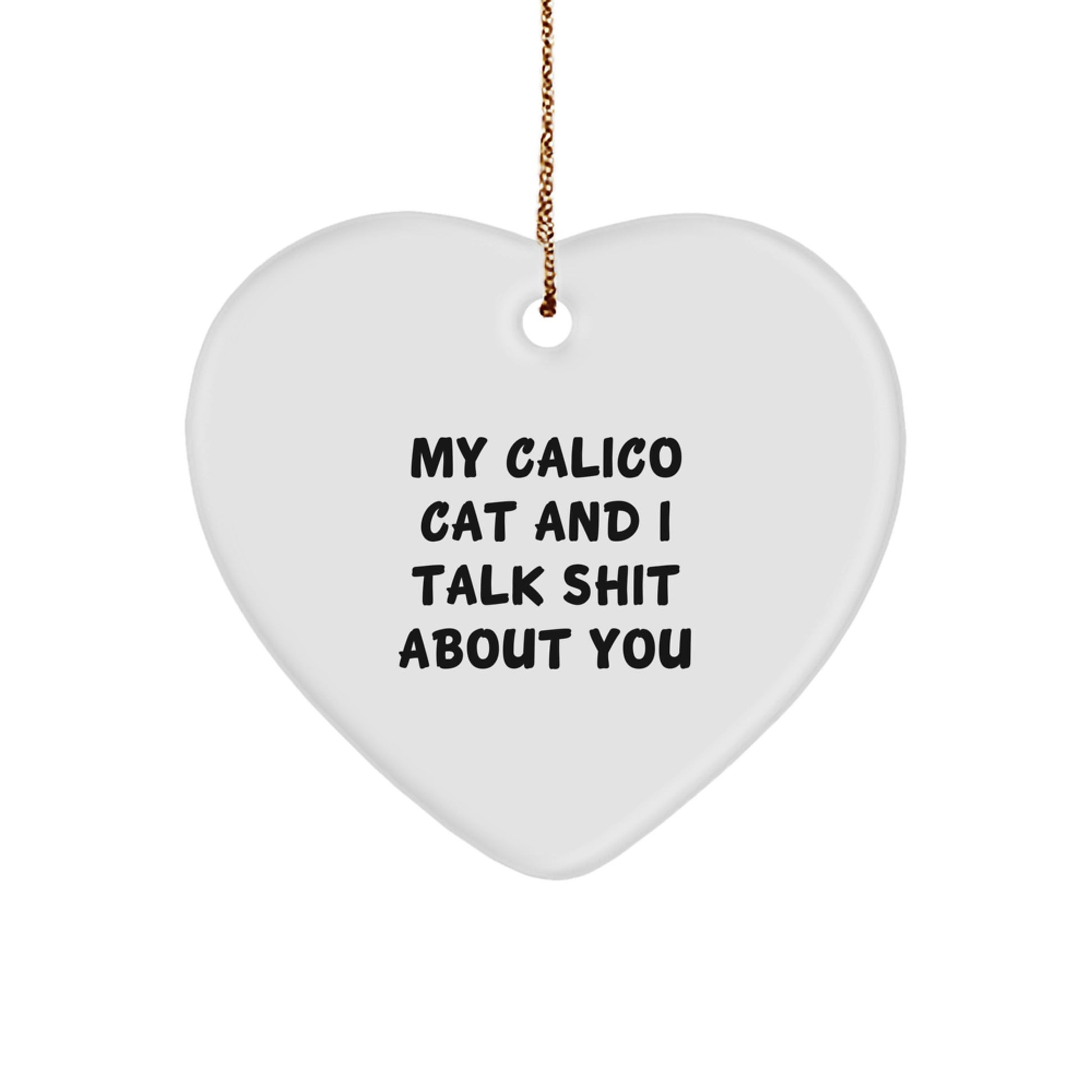 Gifts from Friends for Calico Cat Lovers, Funny Calico Cat Heart Ornament, Christmas Unique Gifts - Image 1