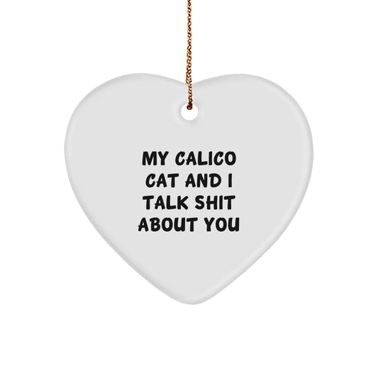 Gifts from Friends for Calico Cat Lovers, Funny Calico Cat Heart Ornament, Christmas Unique Gifts - Image 1