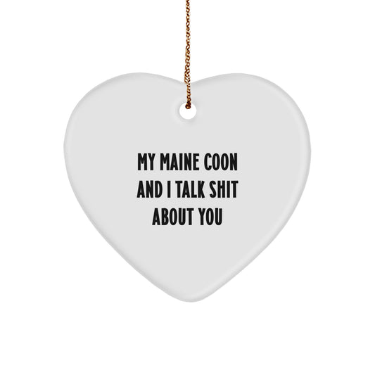 Funny Maine Coon Cat Lover Gifts from Family to Friends, Heart Ornament for Christmas Unique Gifts - Image 1