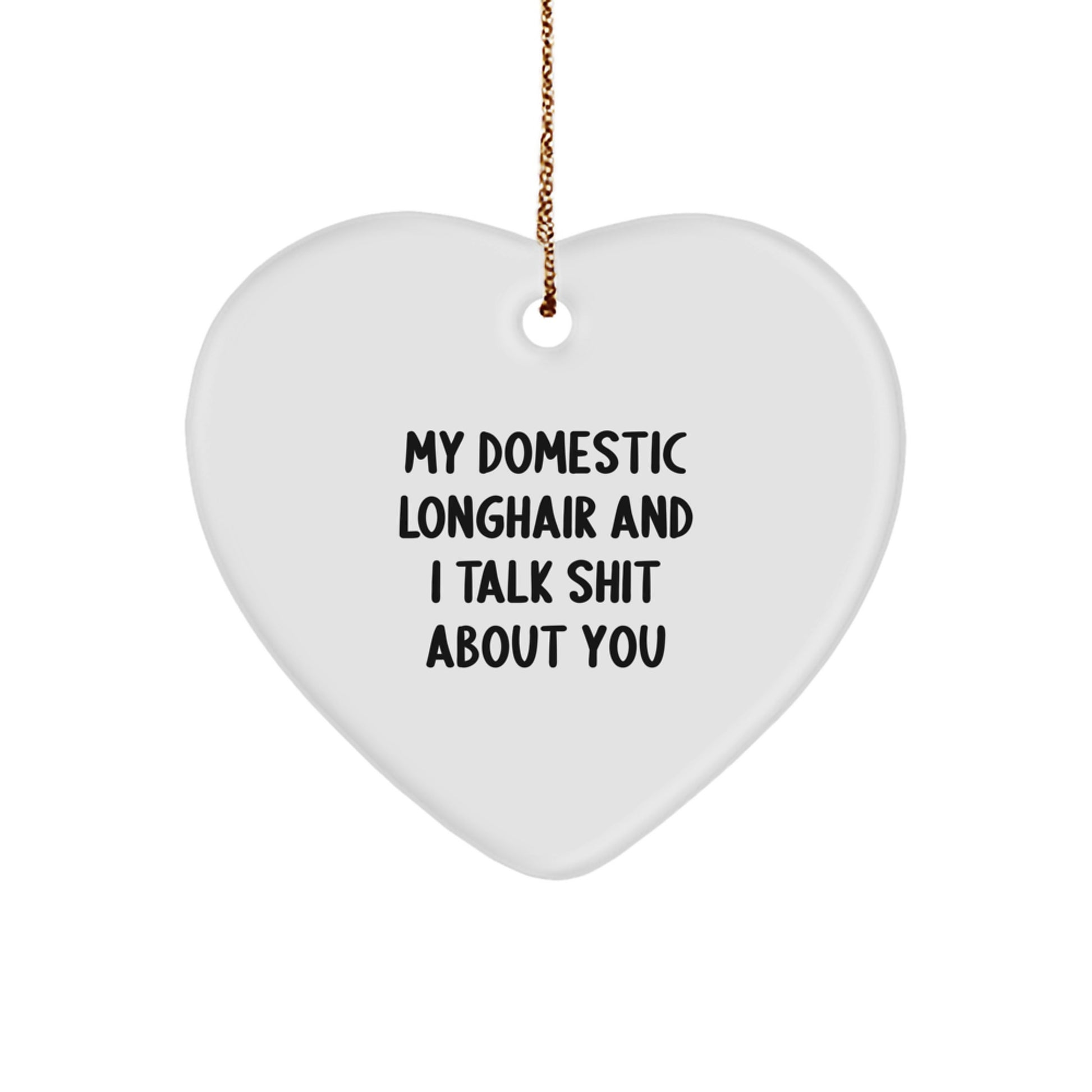 Funny Domestic Longhair Cat Heart Ornament Gifts from Friends to Family Members for Christmas Unique Presents - Image 1