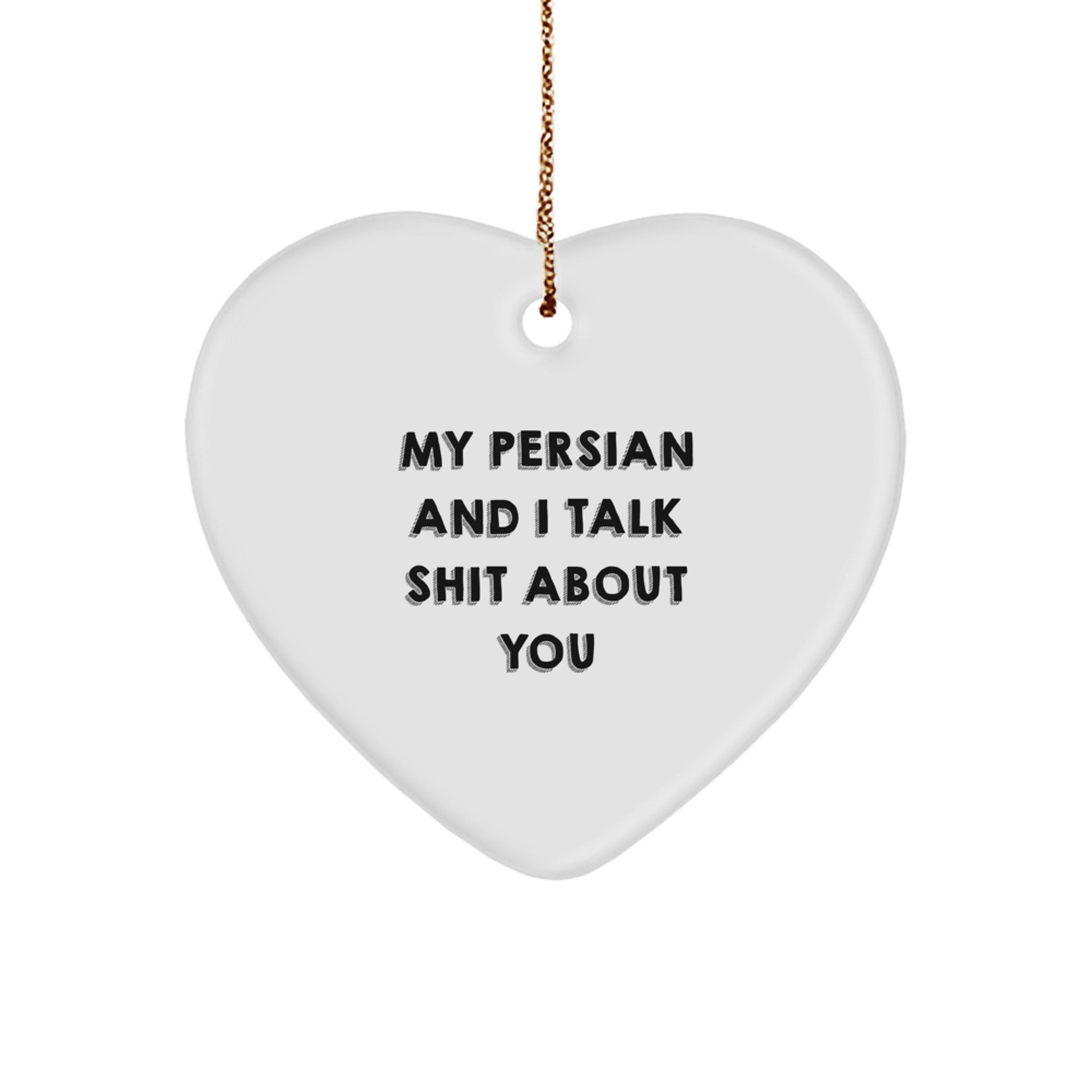 Funny Persian Cat Gifts for Friends and Family - My Persian And I Talk Shit About You Heart Ornament for Christmas Unique Gifts from Men - Image 1