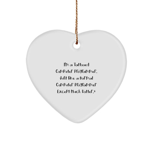 Christmas Gift Heart Ornament for a Colleague - Tattooed Computer - Image 1