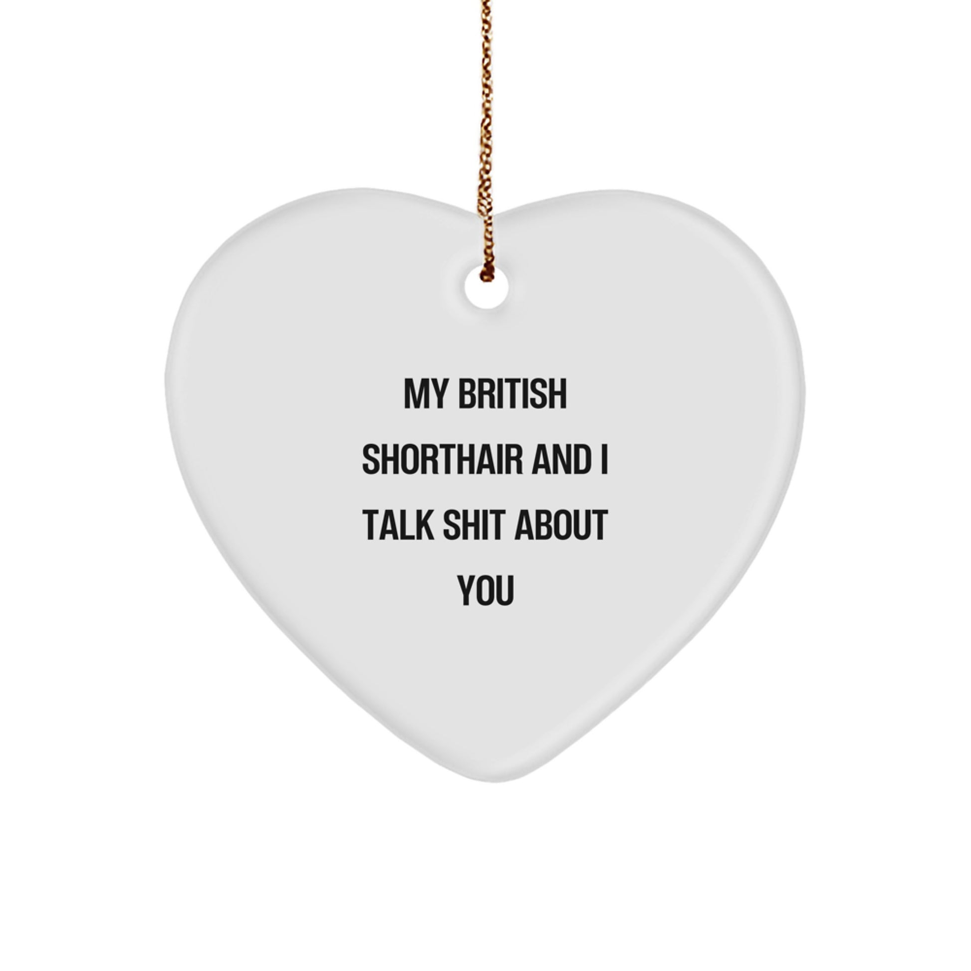 Funny British Shorthair Cat Gifts for Men, Cute Heart Ornament with Quirky Quote from My British Shorthair And I Talk Shit About You - Gifts from Friends to Family for Christmas Unique - Image 1