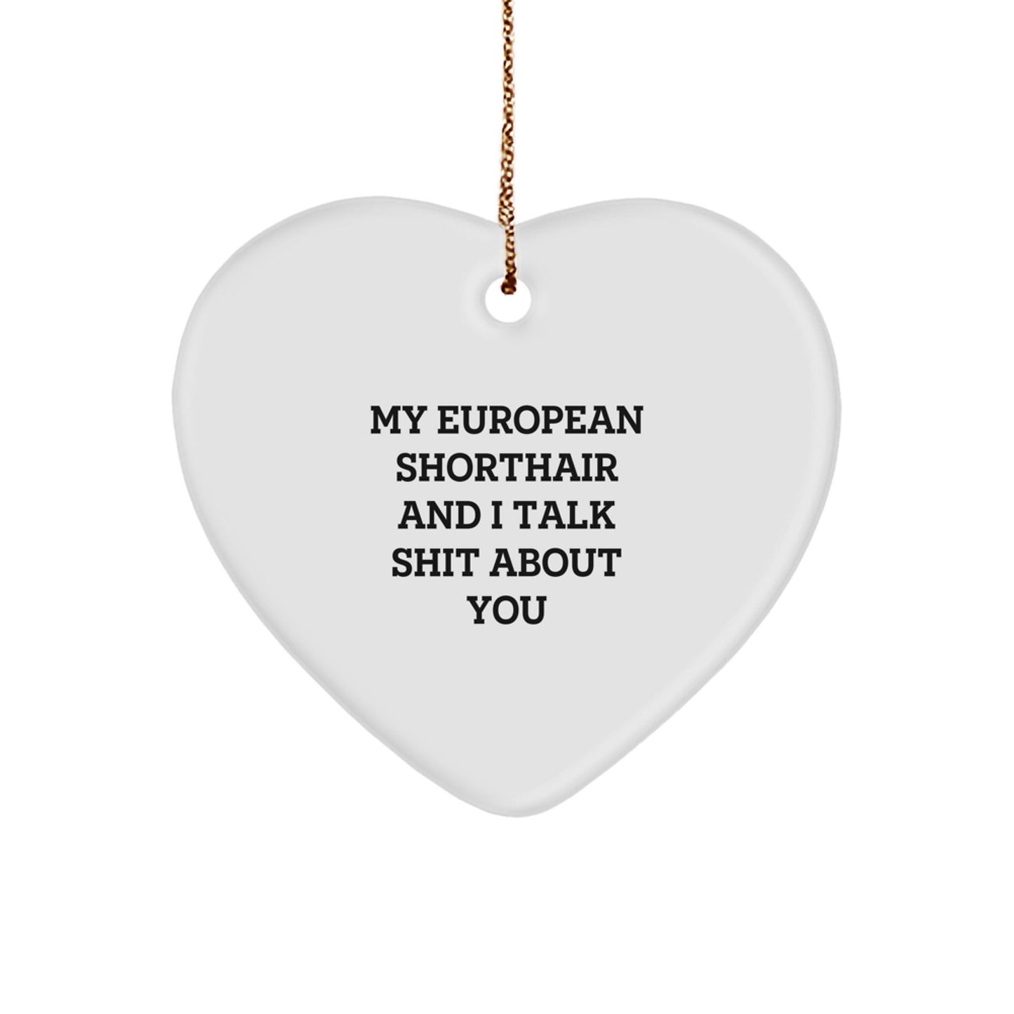 Funny European Shorthair Cat Heart Ornament Gifts from Friends - My European Shorthair And I Talk Shit About You Christmas Unique Gifts for European Shorthair Cat Enthusiasts - Image 1