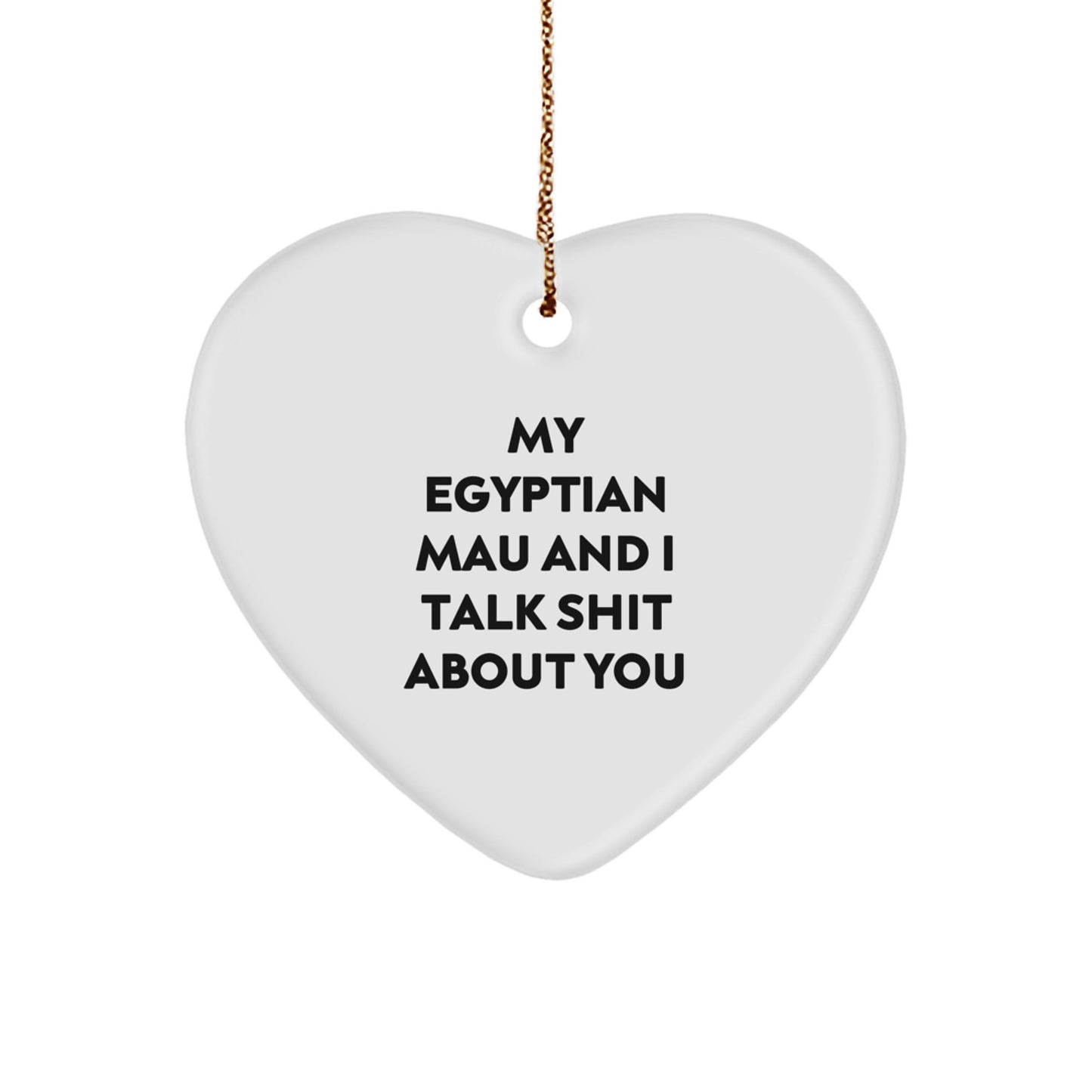 Funny Egyptian Mau Cat Heart Ornament Gifts from Friends to Family Christmas Unique Presents - Image 1