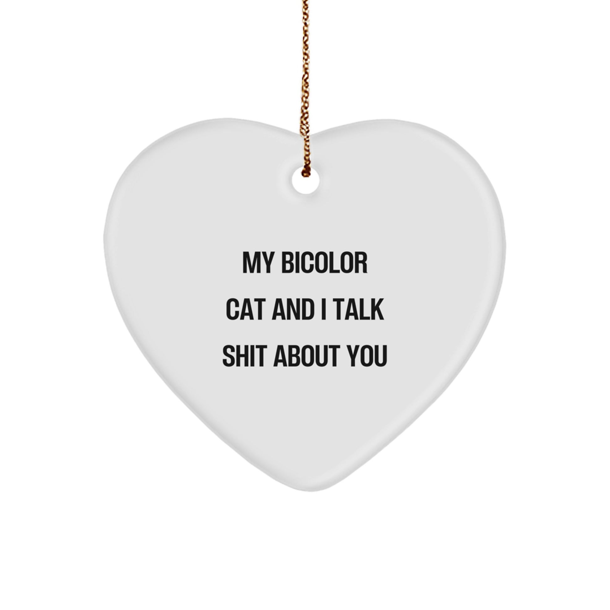 Bicolor Cat Heart Ornament Funny Gift from Family for Christmas - Image 1