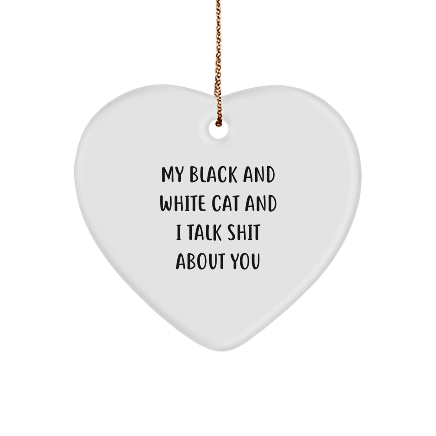 Funny Black and White Cat Heart Ornament Gifts from Family or Friends for Christmas Unique - Image 1