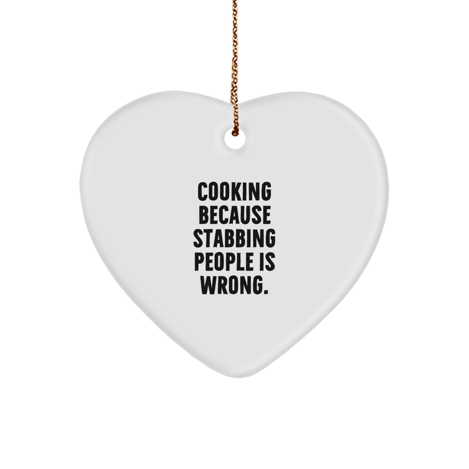 Christmas Unique Gift for Her Present Heart Ornament Cooking Stabbing Wrong - Image 1