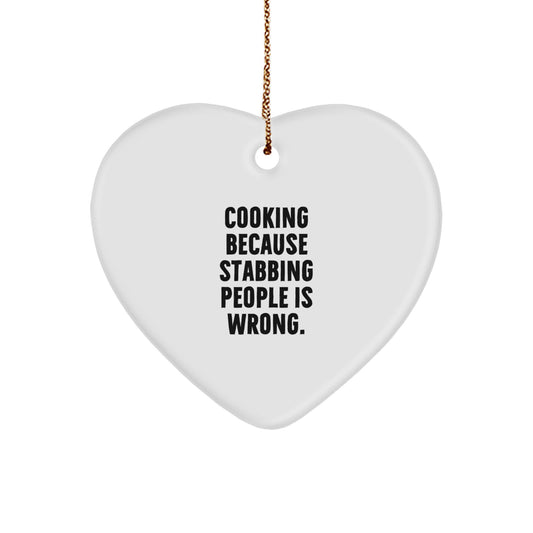 Christmas Unique Gift for Her Present Heart Ornament Cooking Stabbing Wrong - Image 1