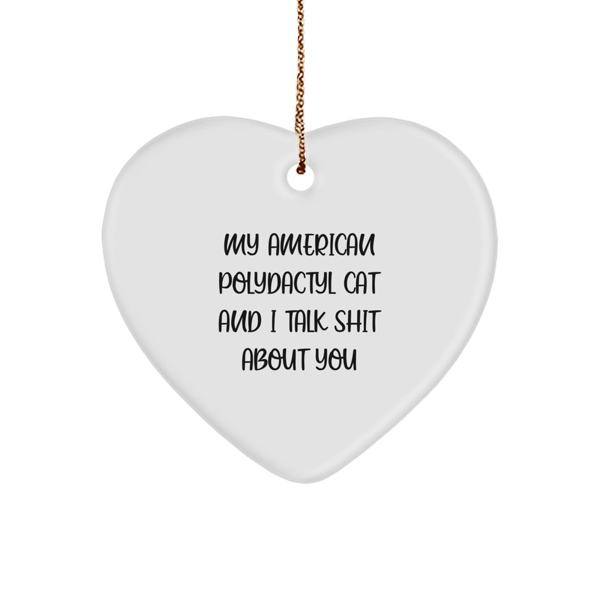American Polydactyl Cat Heart Ornament, Funny Quote Gifts from Men to Friends for American Polydactyl Cat Lovers, Christmas Unique Gifts - Image 1
