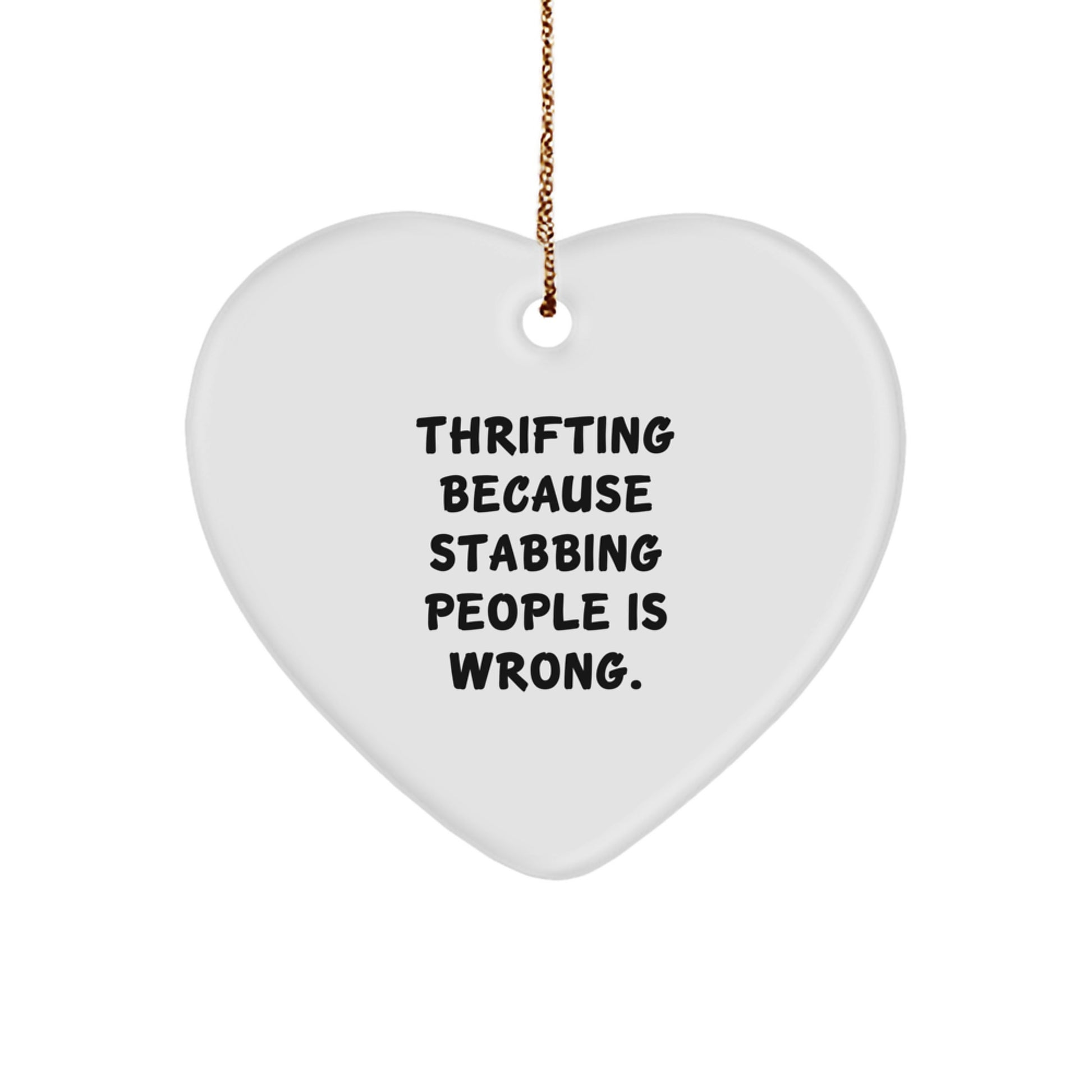 Funny Thrifting Heart Ornament Gifts for Friends from Thrifters, Unique Heart Shaped Christmas Decorations with a Twist - Image 1