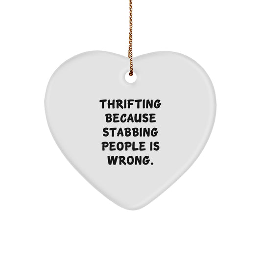 Funny Thrifting Heart Ornament Gifts for Friends from Thrifters, Unique Heart Shaped Christmas Decorations with a Twist - Image 1