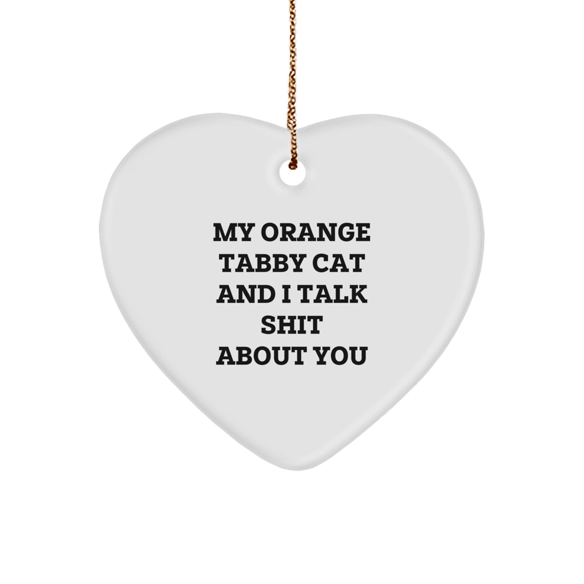 Funny Orange Tabby Cat Heart Ornament Gifts for You from Me, Christmas Unique Gifts, Orange Tabby Cat Lover Heart Shaped Decoration - Image 1