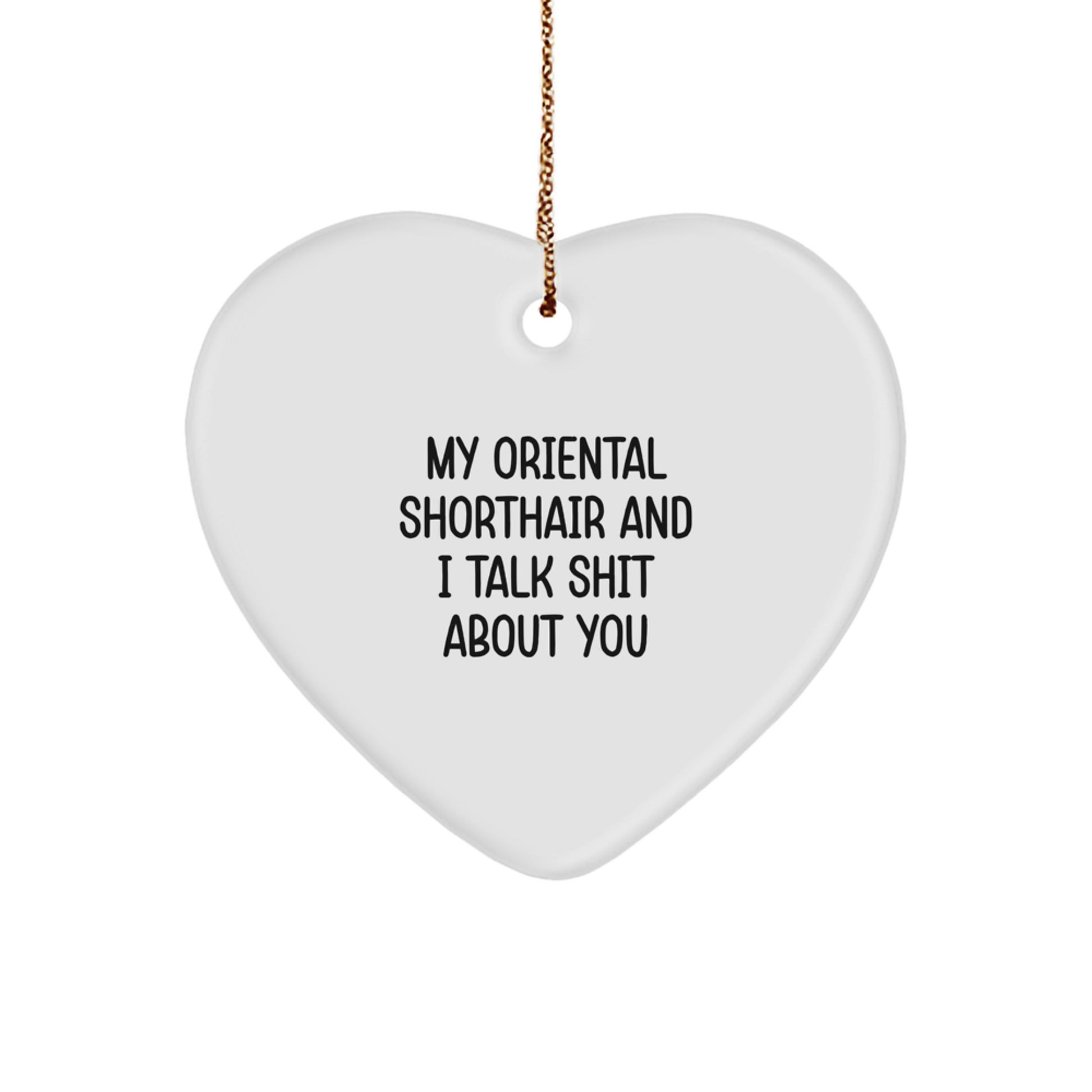 Funny Oriental Shorthair Cat Gifts for Men and Women, Heart Ornament from Friends, Christmas Unique Gifts - Image 1