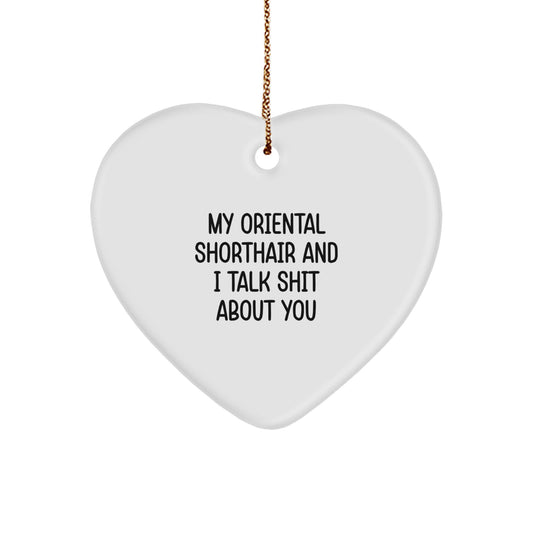 Funny Oriental Shorthair Cat Gifts for Men and Women, Heart Ornament from Friends, Christmas Unique Gifts - Image 1