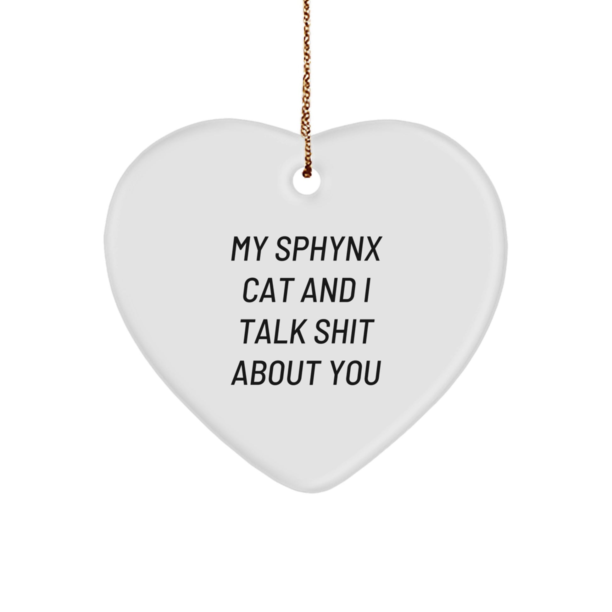 Funny Sphynx Cat Gifts, Heart Ornament for Christmas, 'My Sphynx Cat And I Talk Shit About You' Quote, Gifts from Men to Women, Perfect for Sphynx Cat Lovers - Image 1