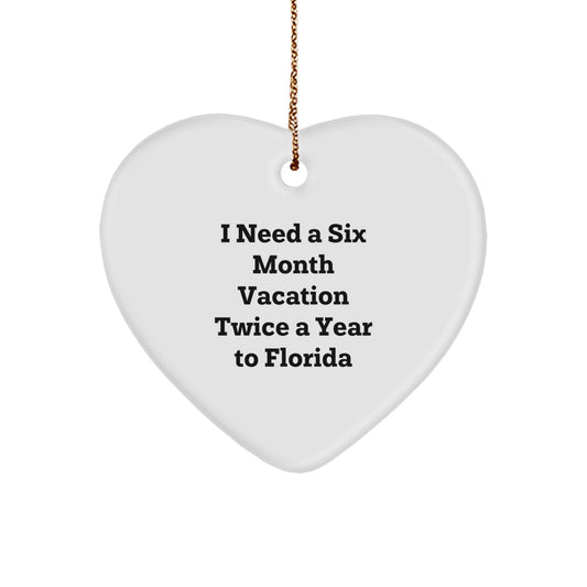 Florida Fun Gifts from Men to Women Friends for Florida Heart Ornament - Inspirational Florida Quote Heart Shaped Decoration for Florida Lovers, Unique Christmas Unique Gifts for Friends and Family - Image 1