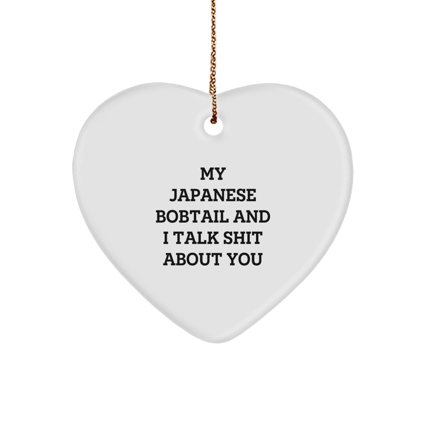 Funny Japanese Bobtail Cat Heart Ornament Gifts from Friends for Christmas - Image 1