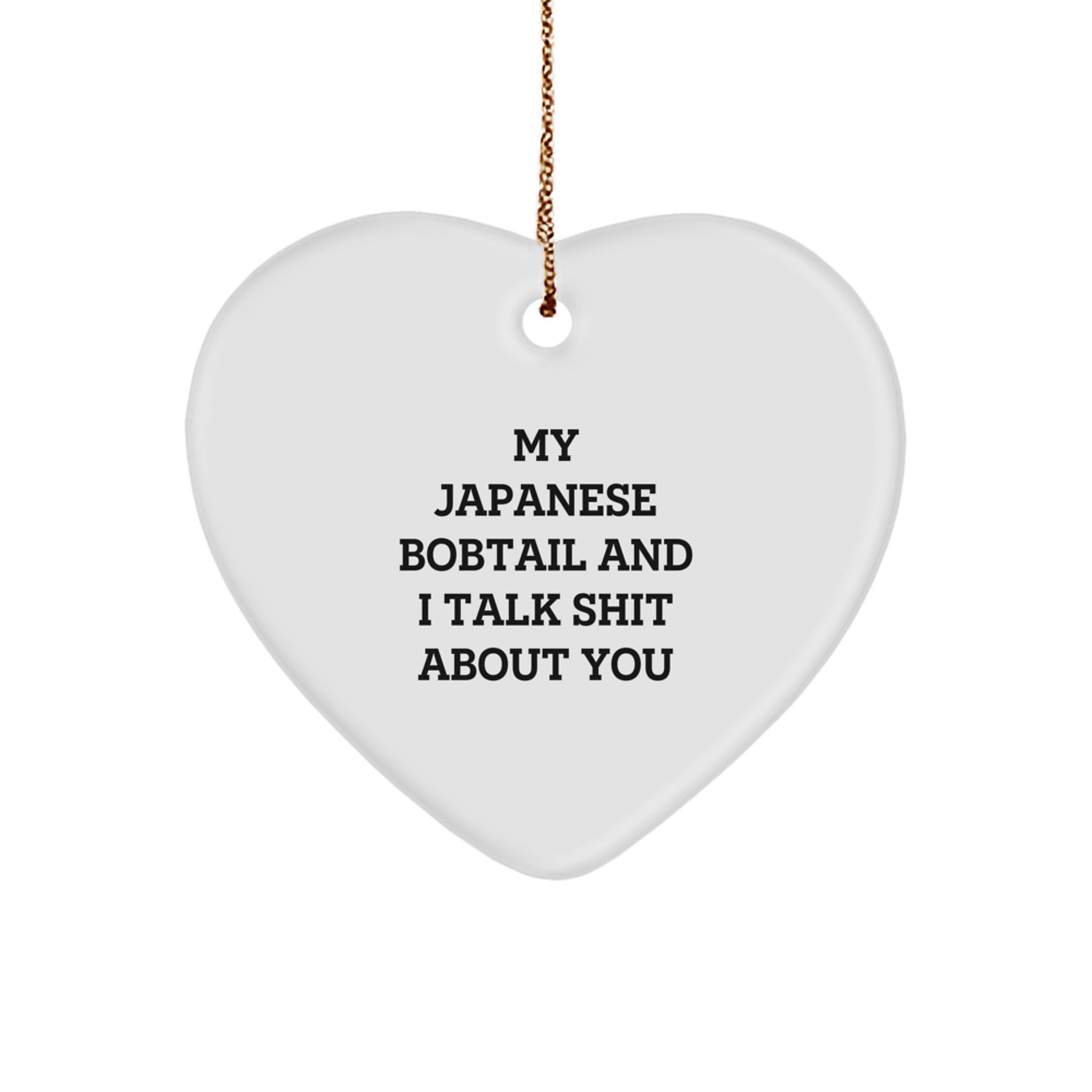 Funny Japanese Bobtail Cat Heart Ornament Gifts from Friends for Christmas - Image 1