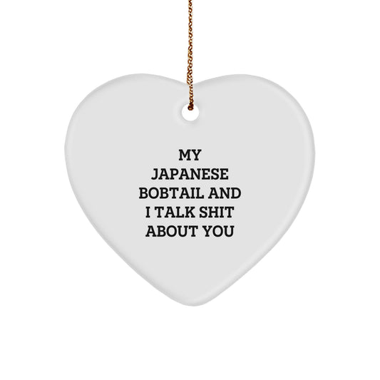 Funny Japanese Bobtail Cat Heart Ornament Gifts from Friends for Christmas - Image 1