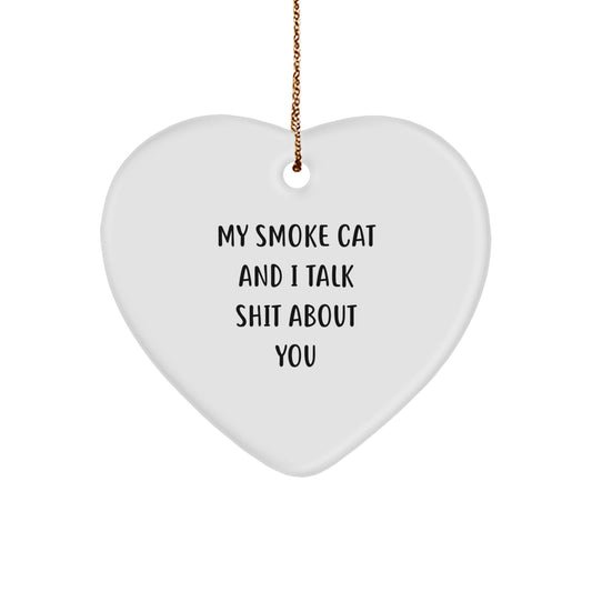 Funny Smoke Cat Gifts from Men to Friends on Christmas Unique Ornament - My Smoke Cat And I Talk Shit About You - Image 1