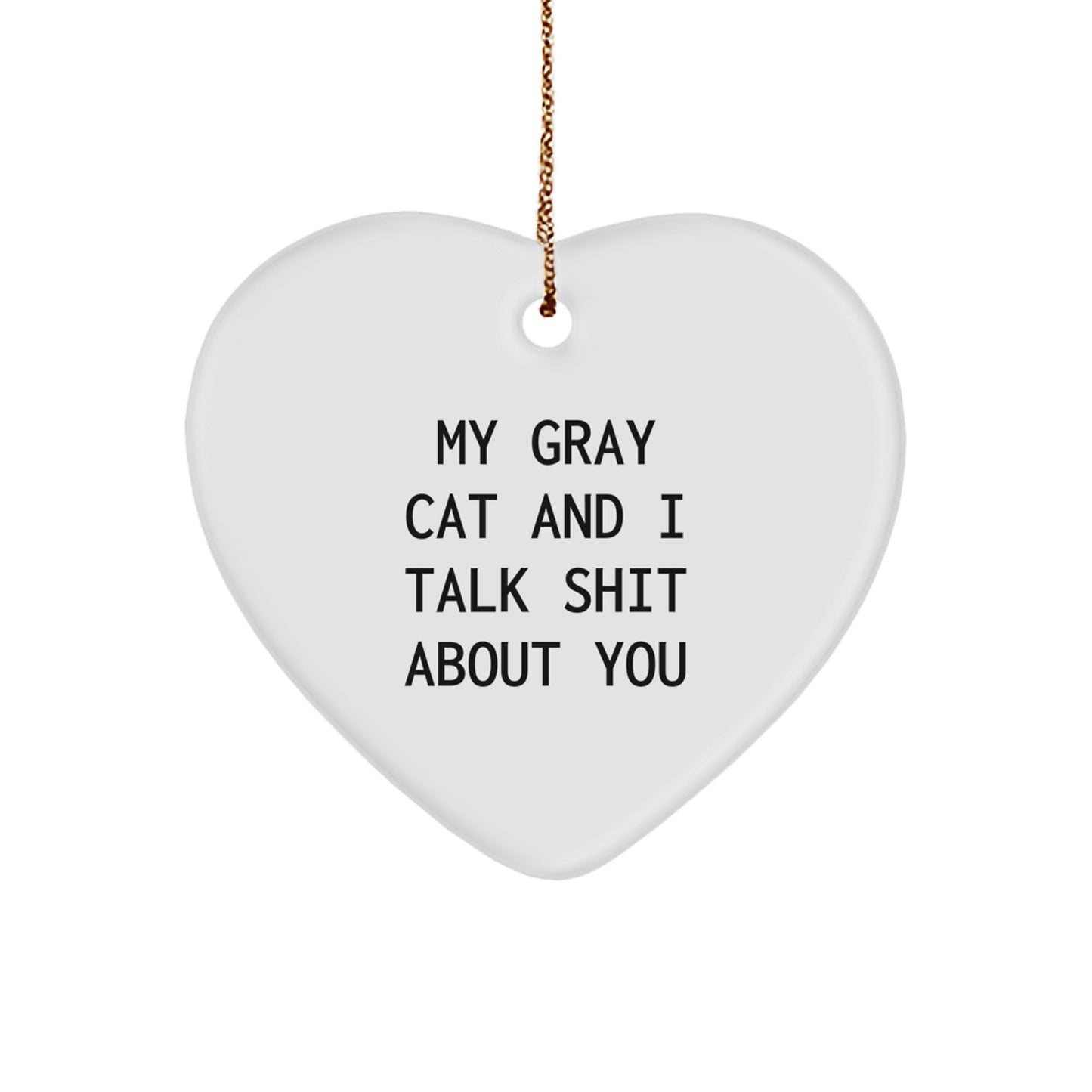 Funny Gray Cat Heart Ornament Gifts from Friends, Family, or Coworkers for Men, Women, and Gray Cat Lovers - Christmas Unique Gifts - Image 1