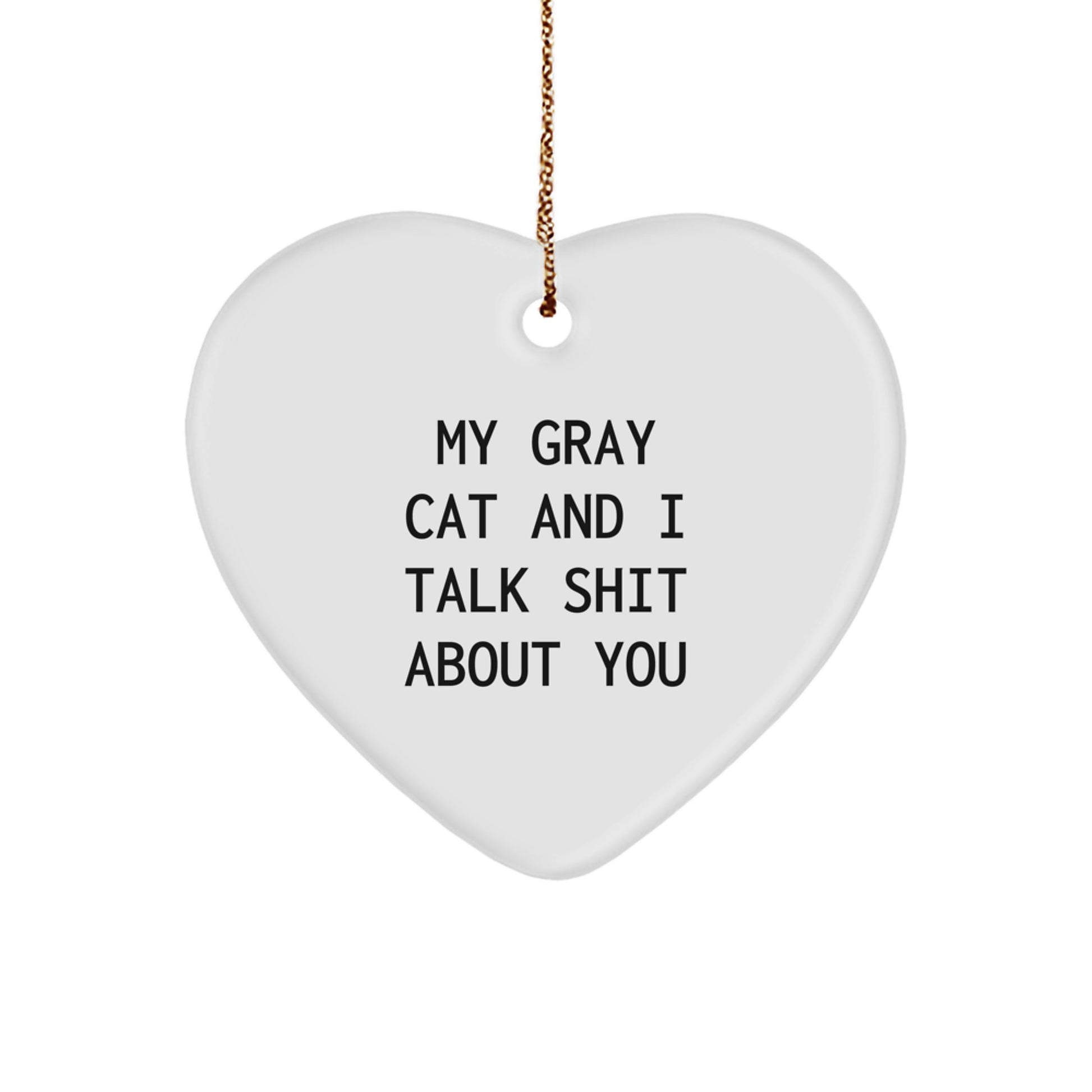 Funny Gray Cat Heart Ornament Gifts from Friends, Family, or Coworkers for Men, Women, and Gray Cat Lovers - Christmas Unique Gifts - Image 1