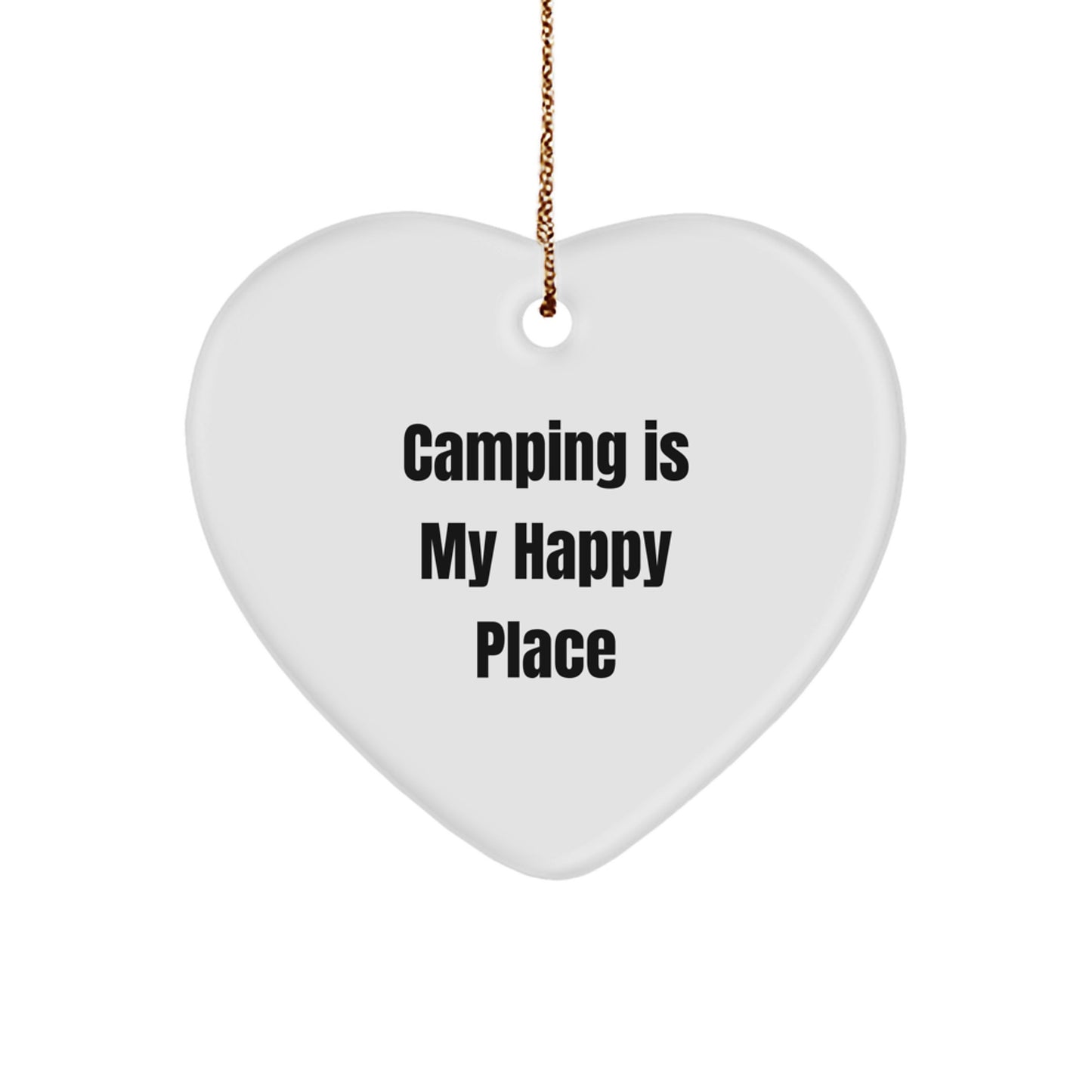 Camping Gifts for Men - Funny Camping Heart Ornament, Gifts from Family, Camping Is My Happy Place, Heart Shaped Ornament for Christmas Unique Gifts - Image 1