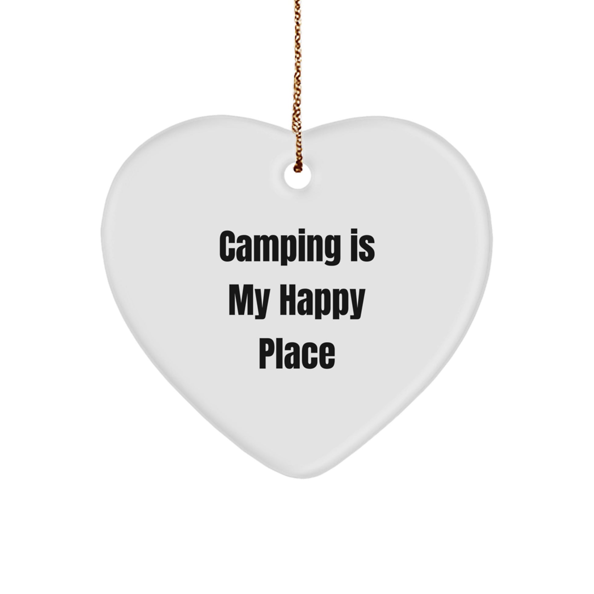 Camping Gifts for Men - Funny Camping Heart Ornament, Gifts from Family, Camping Is My Happy Place, Heart Shaped Ornament for Christmas Unique Gifts - Image 1