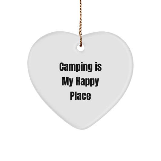 Camping Gifts for Men - Funny Camping Heart Ornament, Gifts from Family, Camping Is My Happy Place, Heart Shaped Ornament for Christmas Unique Gifts - Image 1