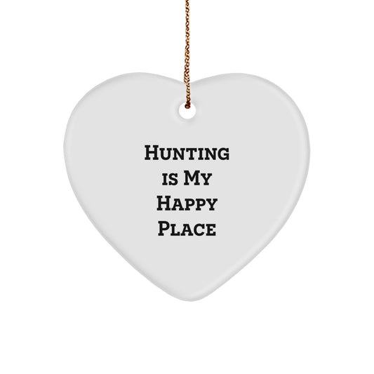 Funny Hunting Heart Ornament Gifts for Men Women Friends - 'Hunting Is My Happy Place' - Unique Christmas Unique Gifts from Family - Image 1
